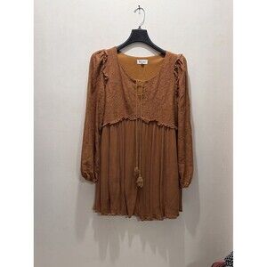 & merci rust-colored lace-detail Long Sleeve top RN 164672 Women M Boho Western